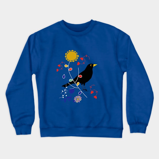 Black Bird Crewneck Sweatshirt by bruxamagica